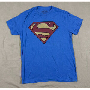 Vintage DC Gap T Shirt Mens M Blue Superman Logo Super Hero 90s y2k Retro Comic